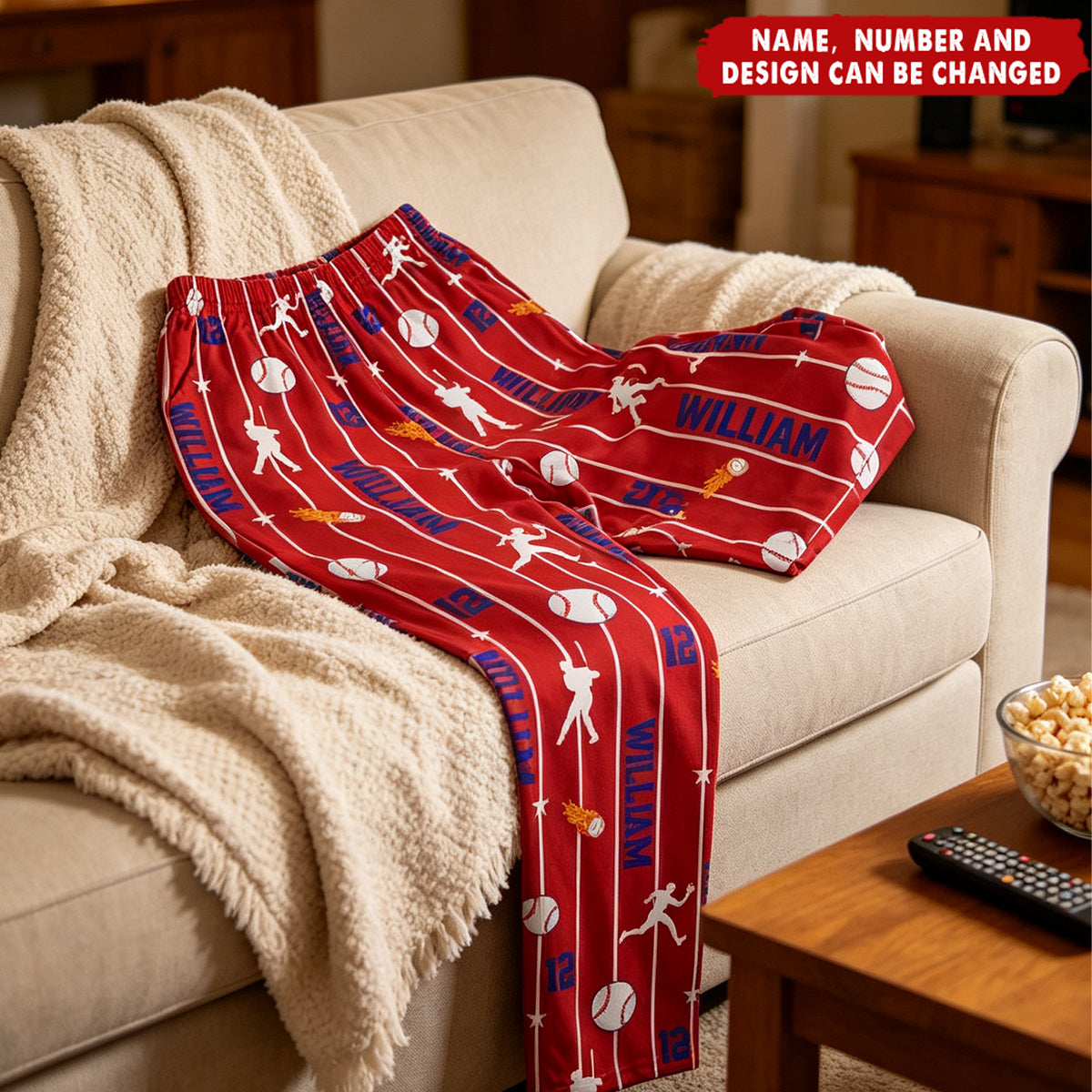 Custom Name & Number For Baseball, Softball, Soccer, Football, Basketball, Hockey Lover - Personalized Lounge Pants