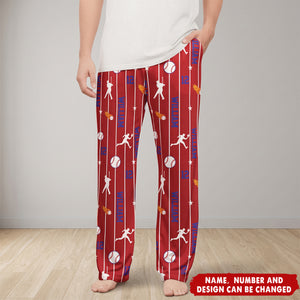 Custom Name & Number For Baseball, Softball, Soccer, Football, Basketball, Hockey Lover - Personalized Lounge Pants