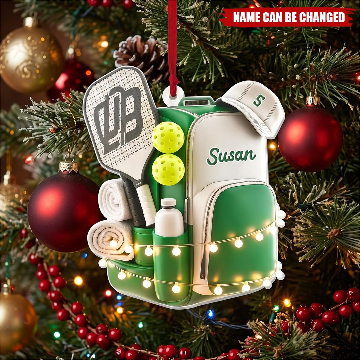 Custom Pickleball Bag Christmas Tree Ornament - Gift for Pickleball Player