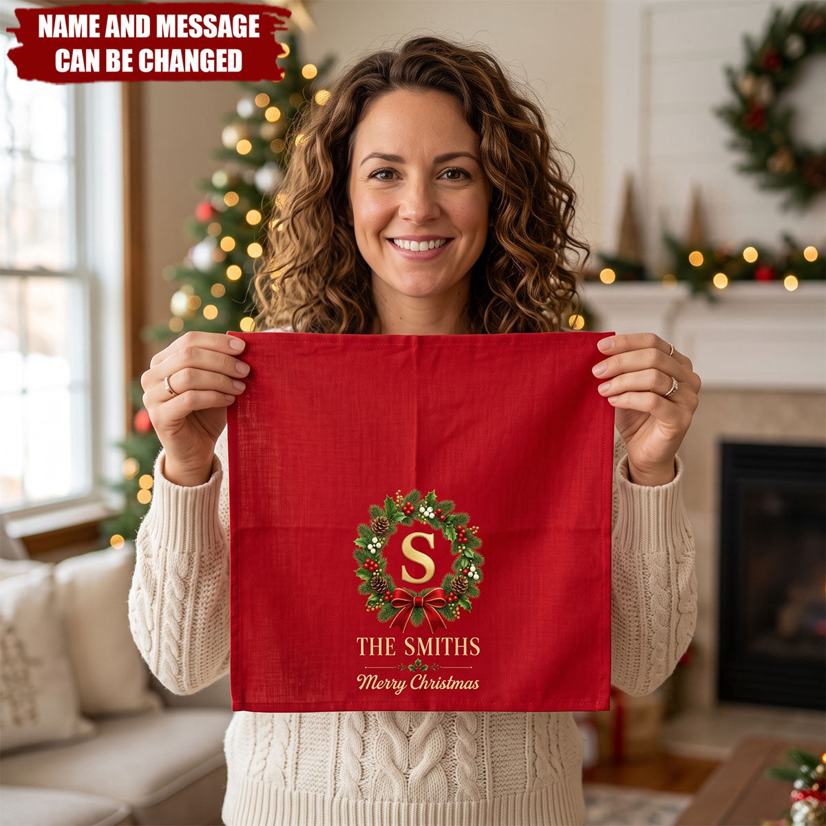 Custom Cotton Napkin - Personalized Christmas Birthday Gifts For Mom, Dad, Brother, Sister - Wrapped In Family Joy