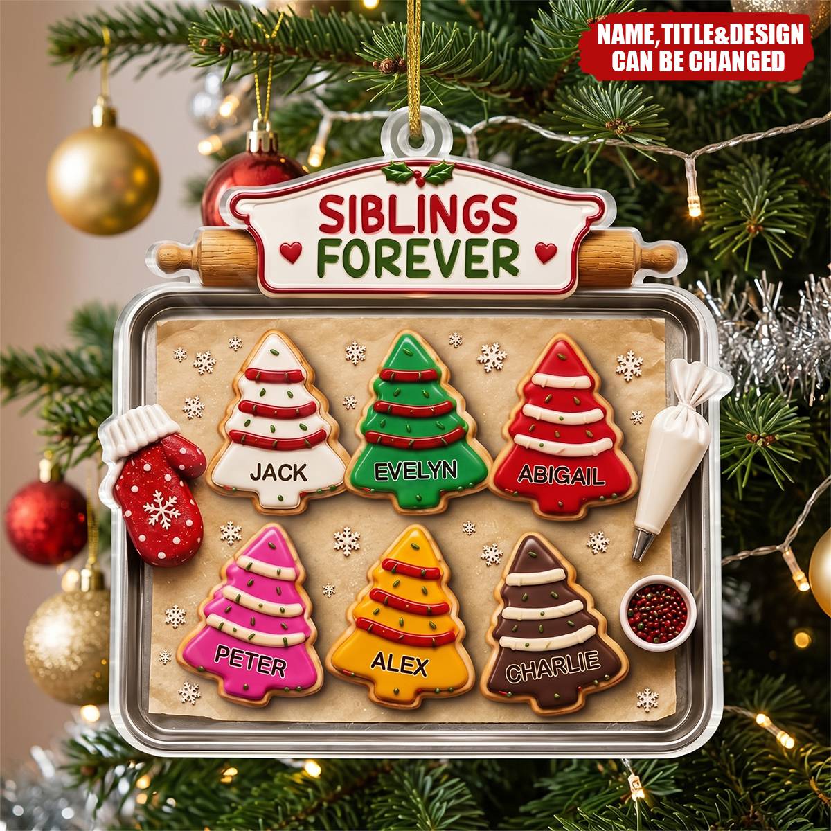 Custom Acrylic Ornament - Personalized Christmas Birthday Gifts For Mom, Dad, Brother, Sister - Baking Memories Together