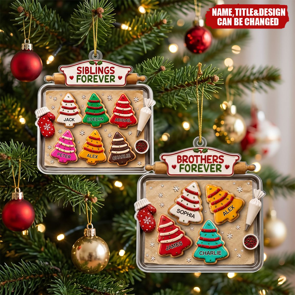 Custom Acrylic Ornament - Personalized Christmas Birthday Gifts For Mom, Dad, Brother, Sister - Baking Memories Together