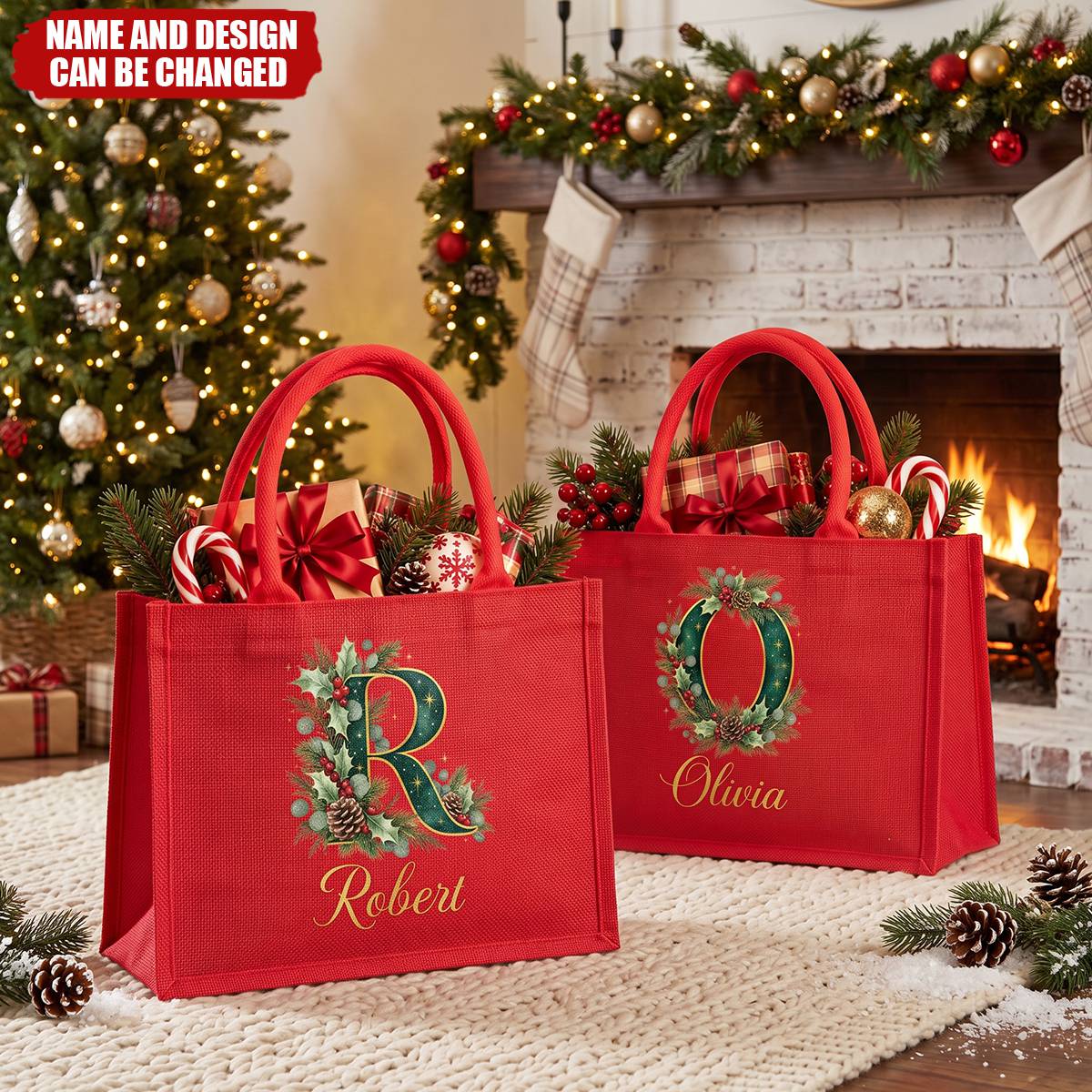 Custom Burlap Tote Bag - Personalized Christmas Birthday Gifts For Family, Friend - Joyfully Gathered This Season