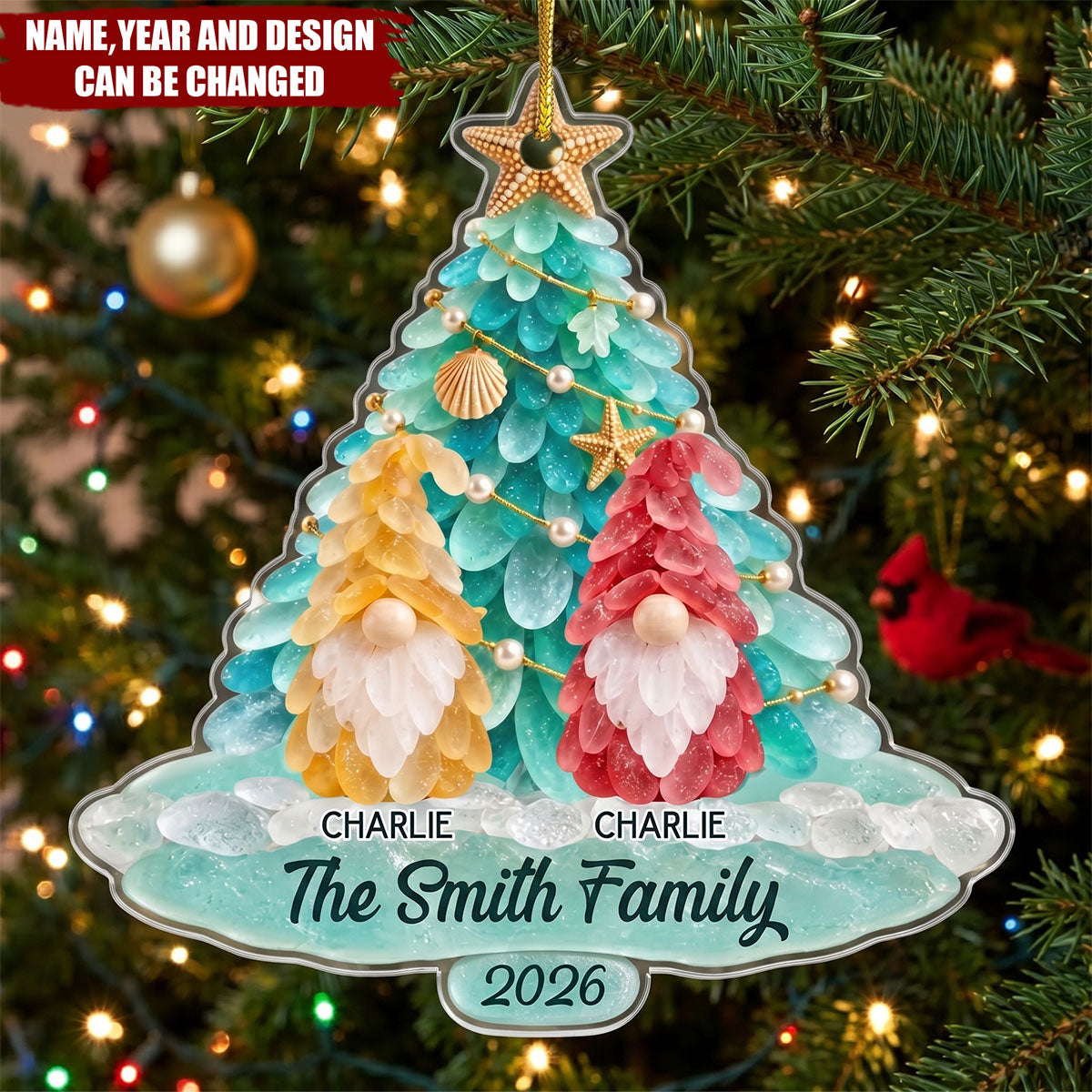 Custom Acrylic Ornament - Personalized Christmas Birthday Gifts For Family - Holiday Magic By The Sea