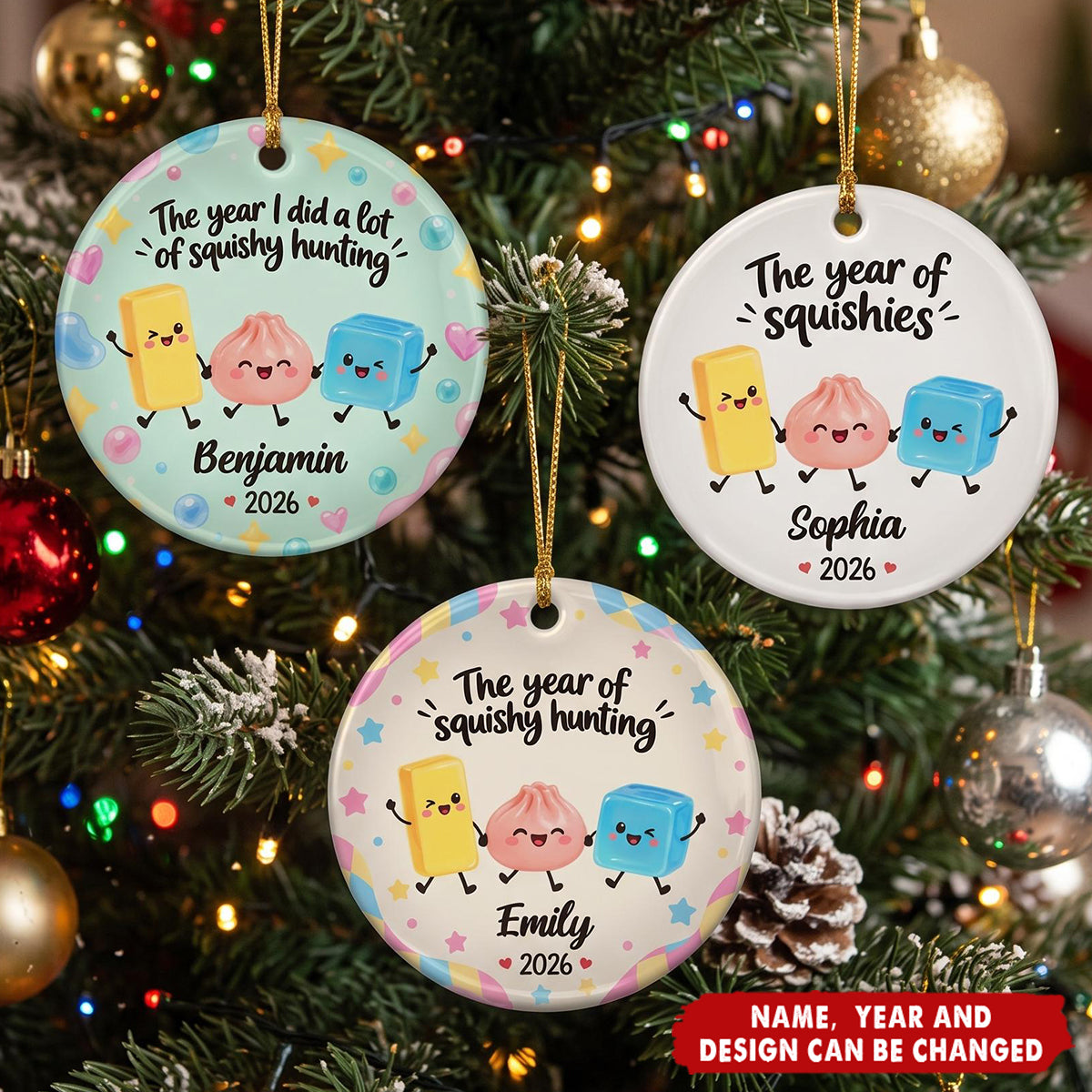 Custom Squishy Ceramic Ornament - Personalized Christmas Birthday Gifts For Kids - Squishy Little Holiday Joy