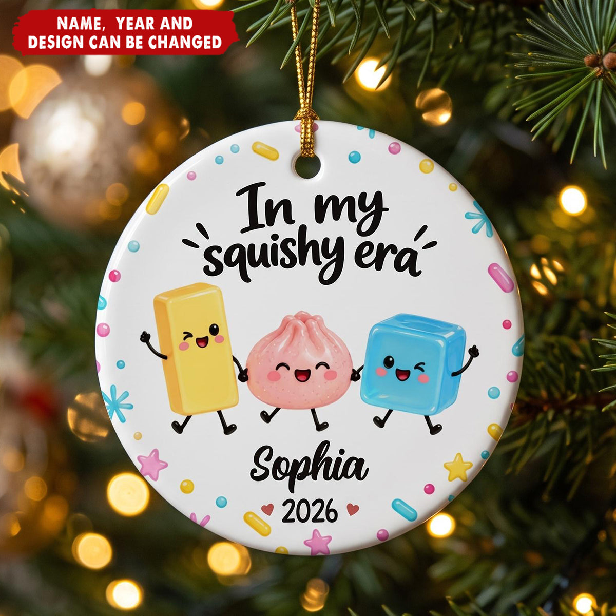 Custom Squishy Ceramic Ornament - Personalized Christmas Birthday Gifts For Kids - Squishy Little Holiday Joy