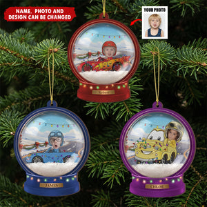 Custom Kid Funny Face Cartoon Car Christmas Gifts - Personalized Ornament
