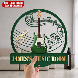 Custom Name & Guitar Type - Personalized Metal Sign - Guitar Music Room