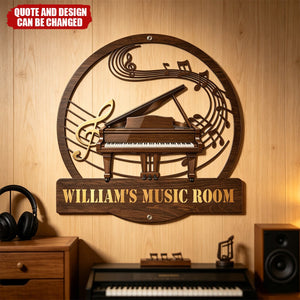 Custom Name & Piano Type - Personalized Metal Sign - Piano Music Room