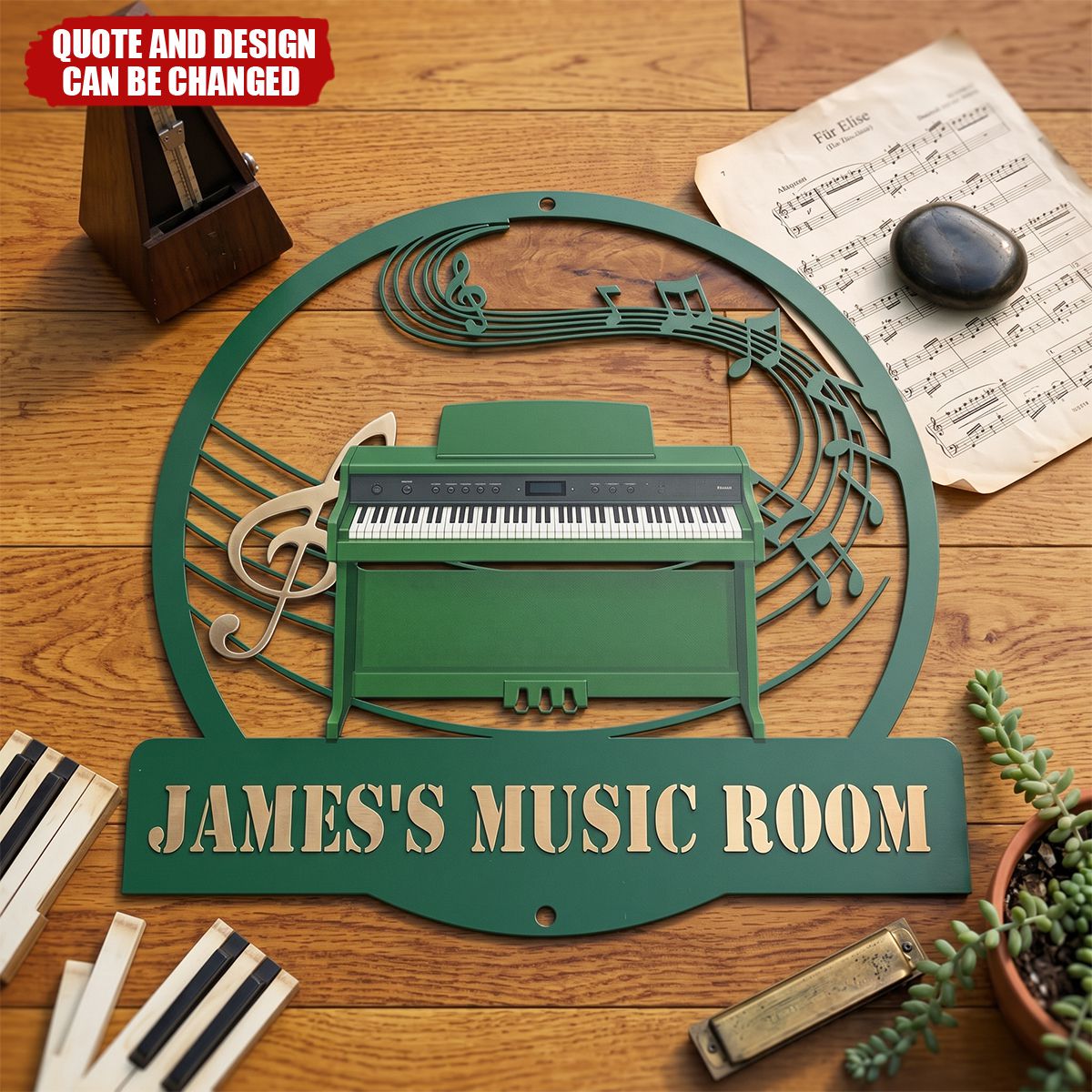 Custom Name & Piano Type - Personalized Metal Sign - Piano Music Room