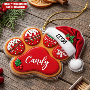 Custom Dog Bone, Fishy Cat Gingerbread Christmas Pet First Christmas - Personalized Ornament
