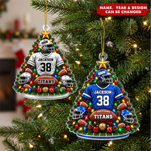 Custom America Football Acrylic Ornament - Personalized Christmas Birthday Gifts For America Football Lovers, Sports Fans, Sports Lovers