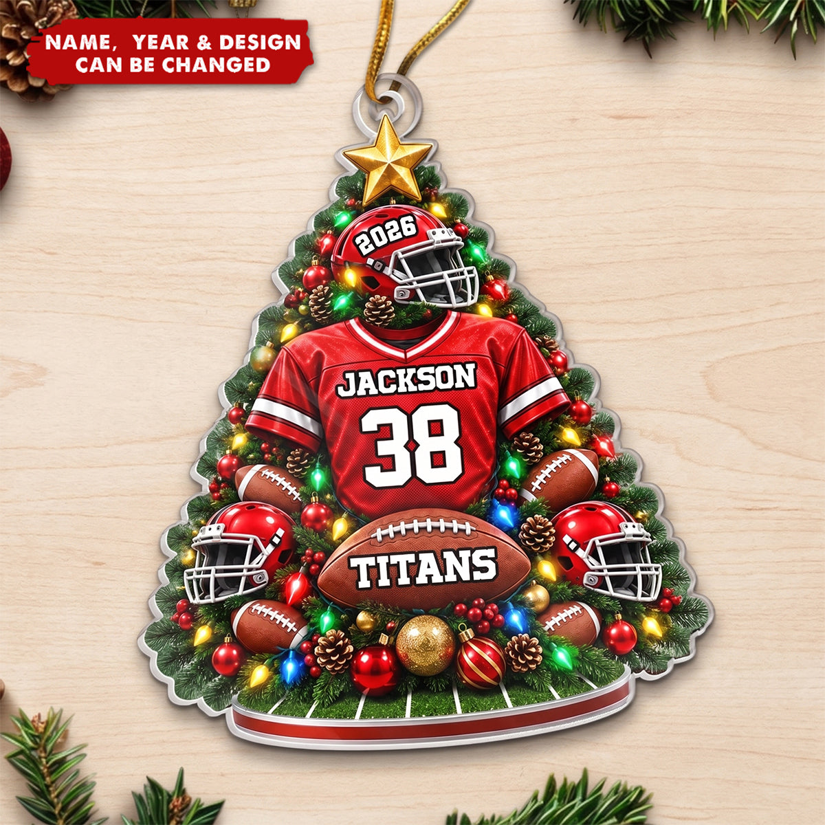 Custom America Football Acrylic Ornament - Personalized Christmas Birthday Gifts For America Football Lovers, Sports Fans, Sports Lovers
