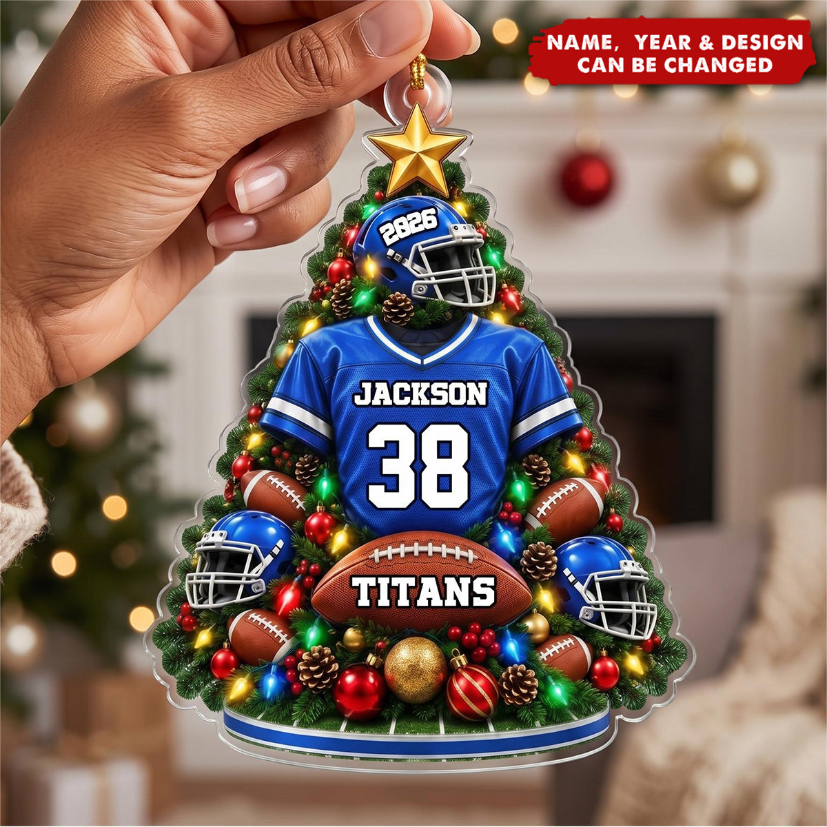 Custom America Football Acrylic Ornament - Personalized Christmas Birthday Gifts For America Football Lovers, Sports Fans, Sports Lovers