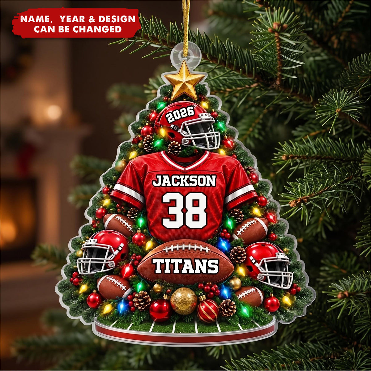 Custom America Football Acrylic Ornament - Personalized Christmas Birthday Gifts For America Football Lovers, Sports Fans, Sports Lovers