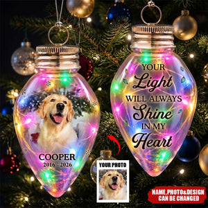 Custom Photo Memorial Pet Always Shines In My Heart - Personalized Chili Bulb LED Light