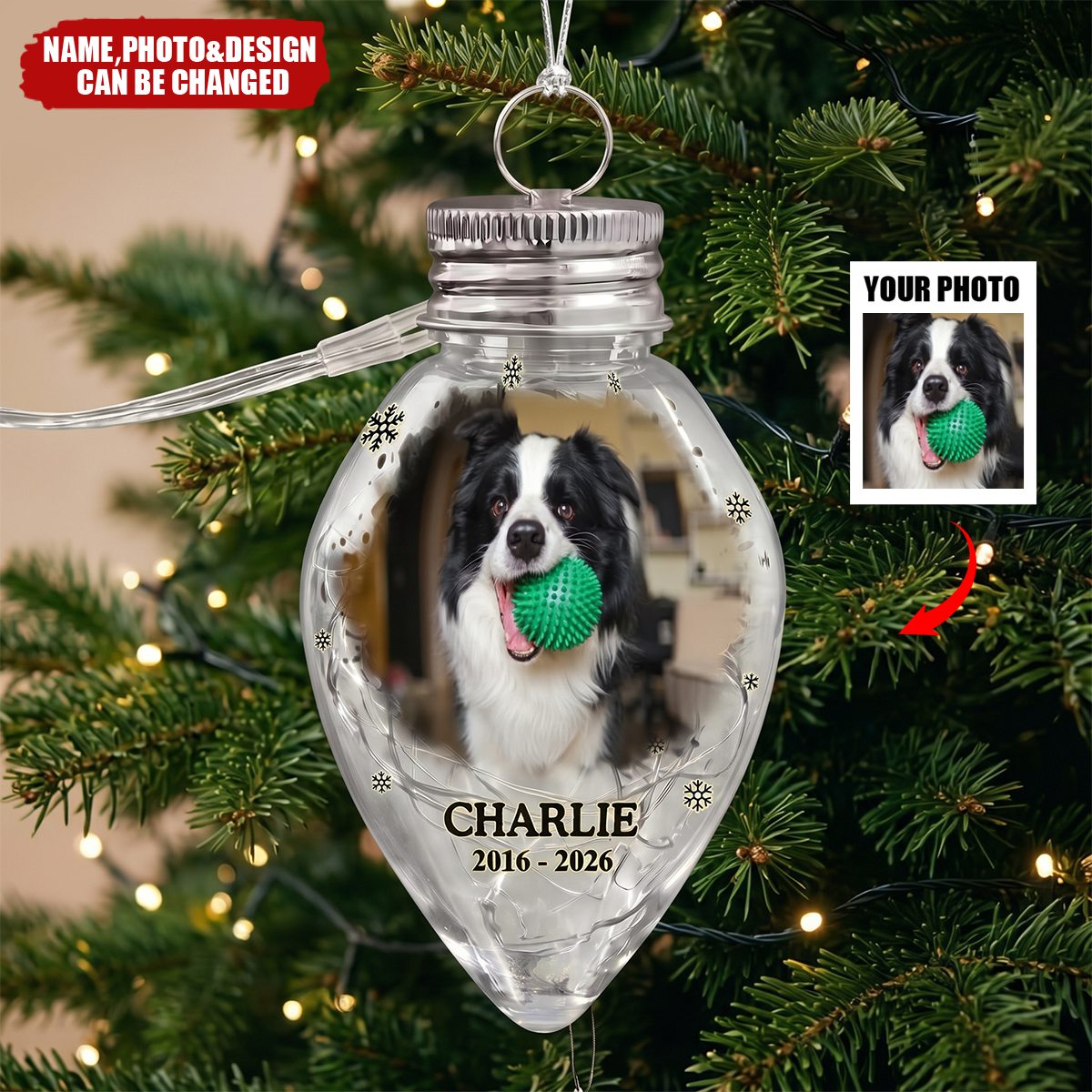 Custom Photo Memorial Pet Always Shines In My Heart - Personalized Chili Bulb LED Light