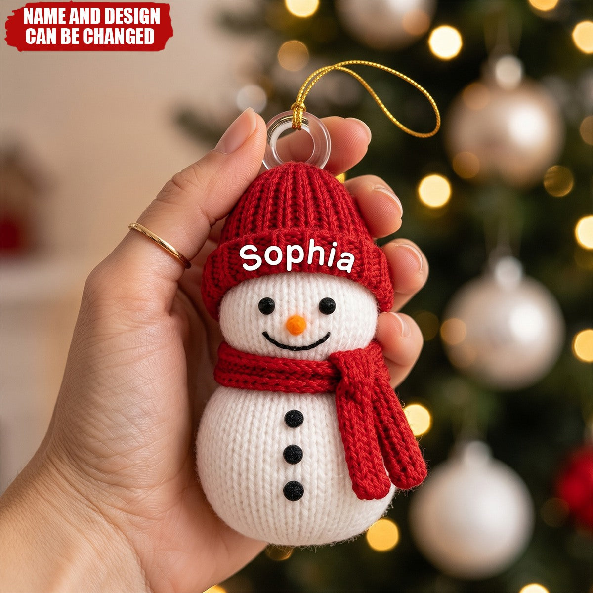 Custom Knitted Snowman, Winter Acrylic Ornament - Personalized Christmas Birthday Gifts For Family,Friend - Personalized Ornament