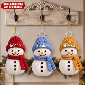Custom Knitted Snowman, Winter Acrylic Ornament - Personalized Christmas Birthday Gifts For Family,Friend - Personalized Ornament