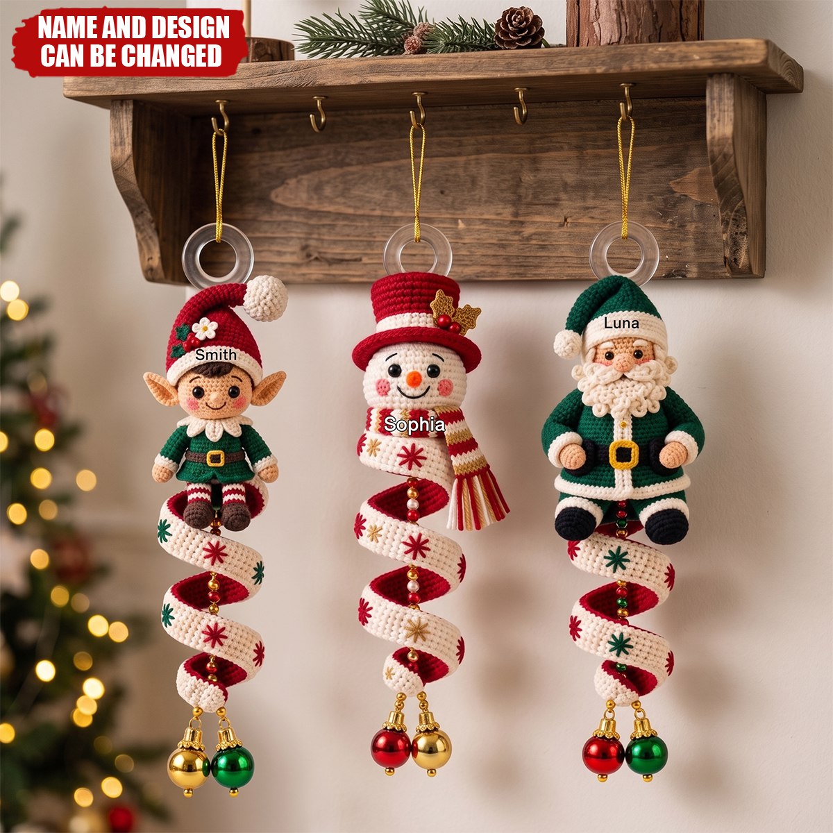 Custom Gnome Reindeer Candy Cane Wind Spinner Acrylic Ornament - Personalized Christmas Birthday Gifts For Family,Friend