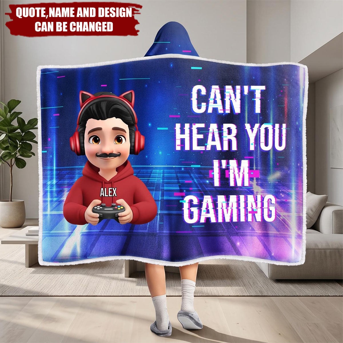 I Am Gaming Do Not Disturb 3D Effect Gamer - Personalized Wearable Hooded Blanket