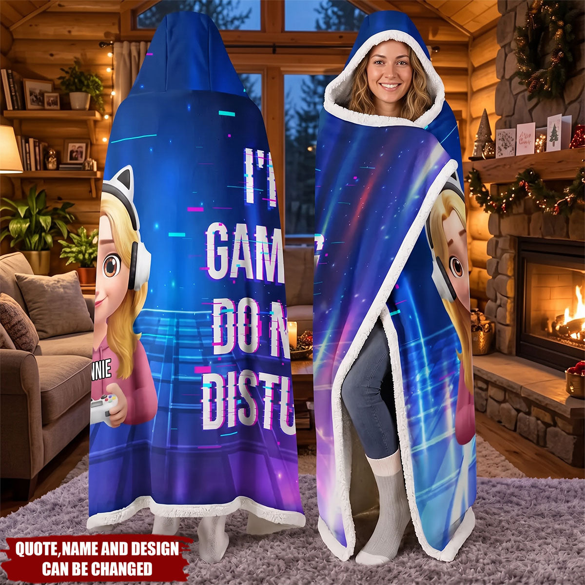 I Am Gaming Do Not Disturb 3D Effect Gamer - Personalized Wearable Hooded Blanket