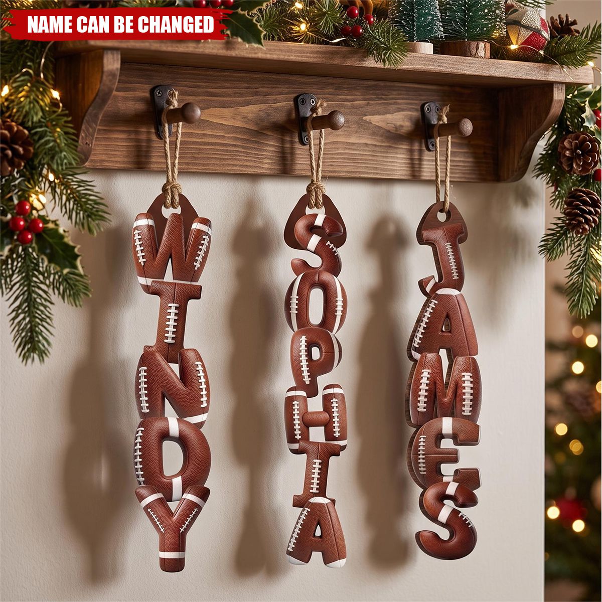 Custom Letter Wooden Ornament - Personalized Christmas Birthday Gifts For Mom, Dad, Brother, Sister, Sports Lovers