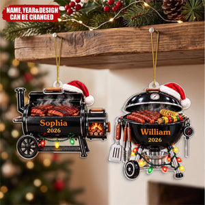 Custom Name Christmas BBQ Gifts For Grill Masters - Personalized Acrylic Ornament