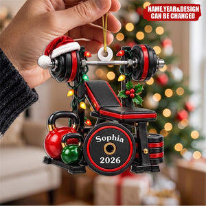 Custom Name Gym Christmas Gifts for Fitness Lovers - Personalized Acrylic Ornament