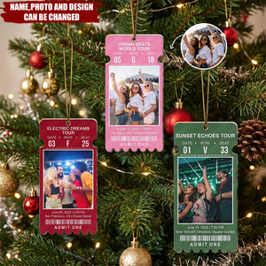Keepsake For Fans, Music Lovers - Personalized Custom Photo Concert Ticket Acrylic Ornament