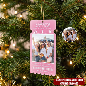 Keepsake For Fans, Music Lovers - Personalized Custom Photo Concert Ticket Acrylic Ornament