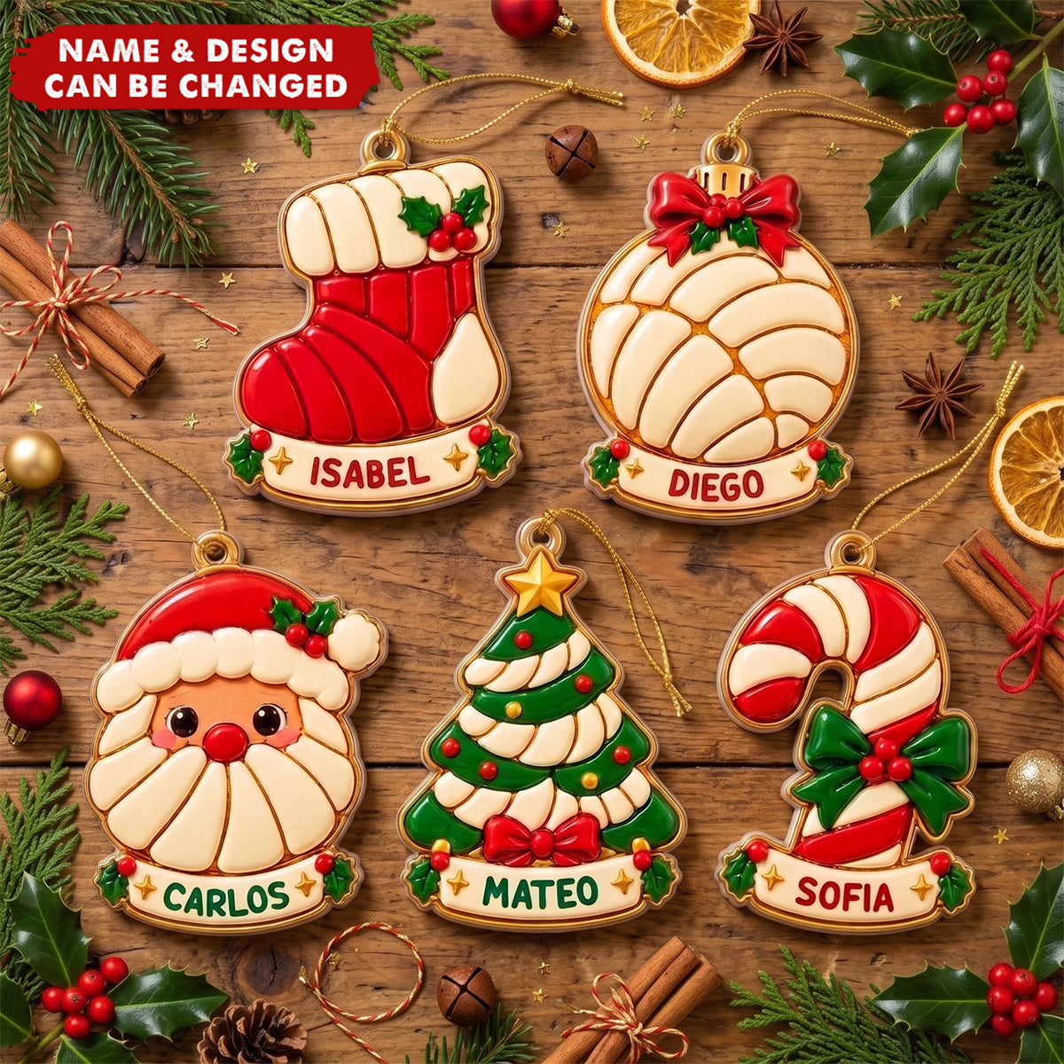 Custom Navidad Concha Pan Dulce Ornament Gift For Kids Grandkids - Personalized Ornament