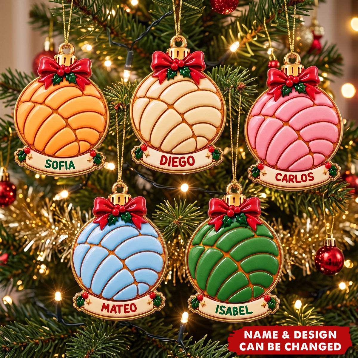 Custom Navidad Concha Pan Dulce Ornament Gift For Kids Grandkids - Personalized Ornament