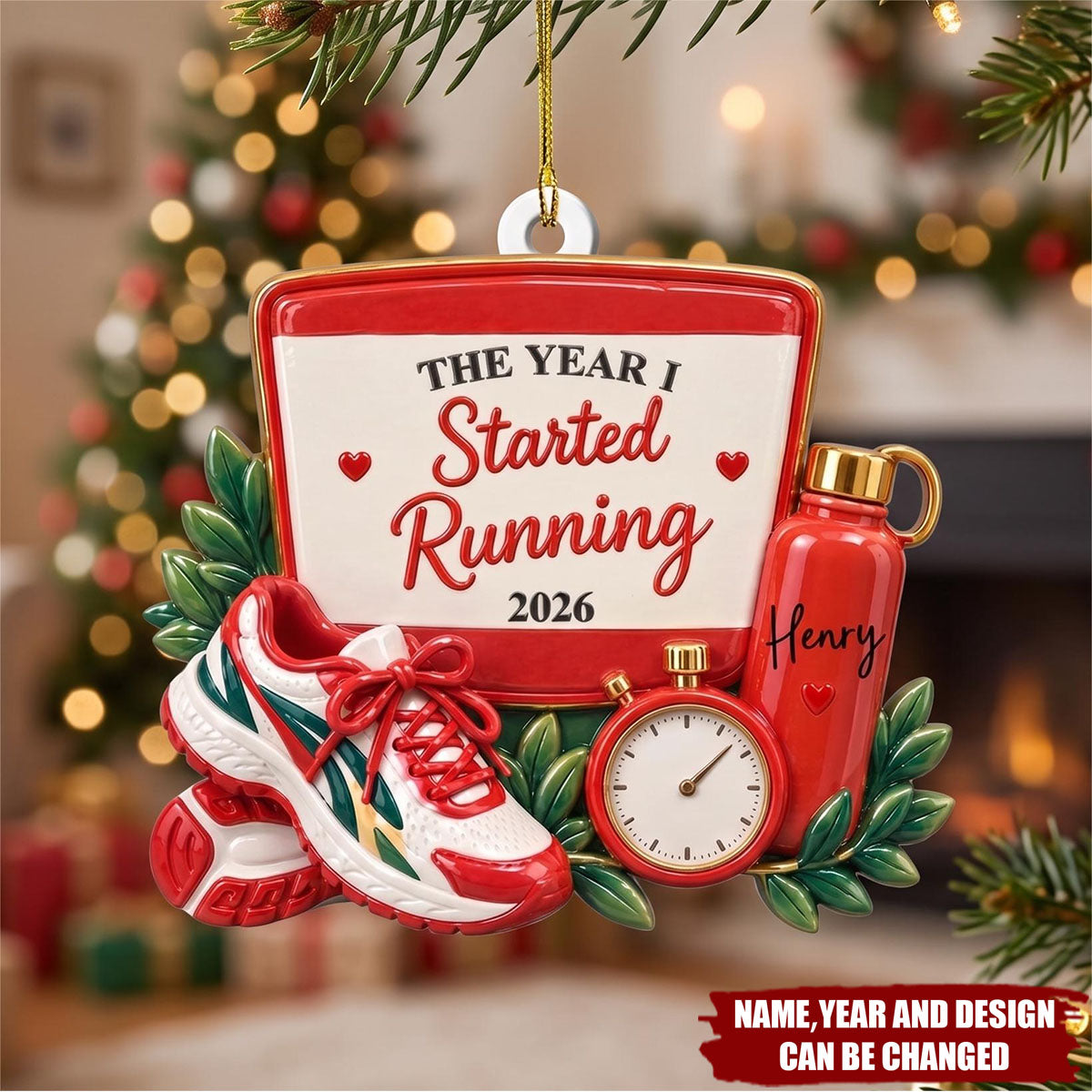Custom Name Christmas Gifts For Sports Loves - Personalized Acrylic Ornament - The Year I Started Running