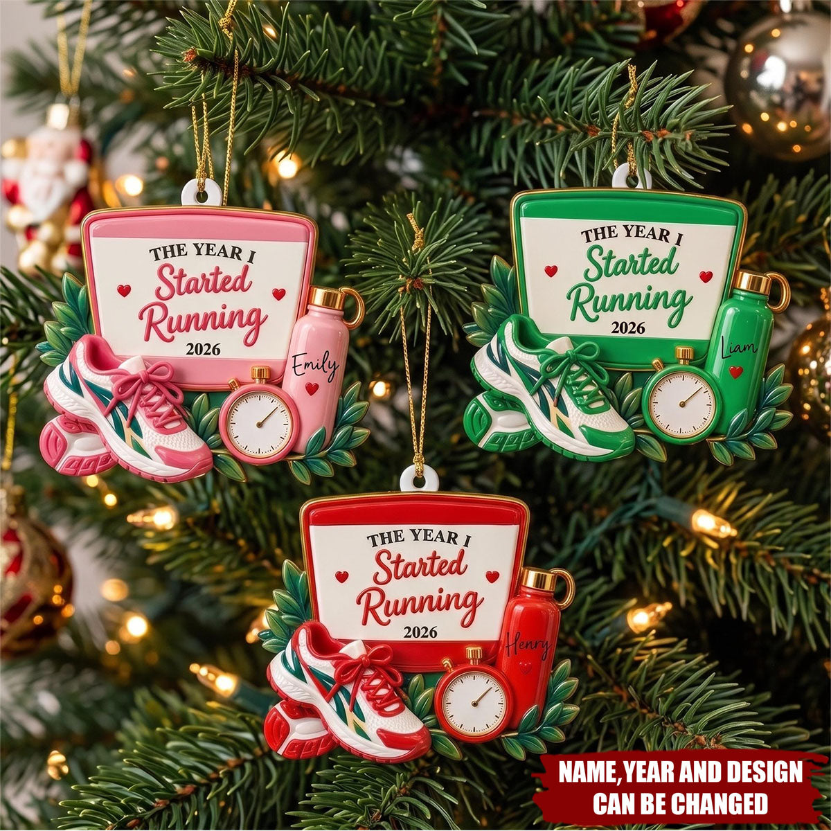 Custom Name Christmas Gifts For Sports Loves - Personalized Acrylic Ornament - The Year I Started Running
