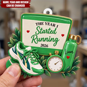 Custom Name Christmas Gifts For Sports Loves - Personalized Acrylic Ornament - The Year I Started Running