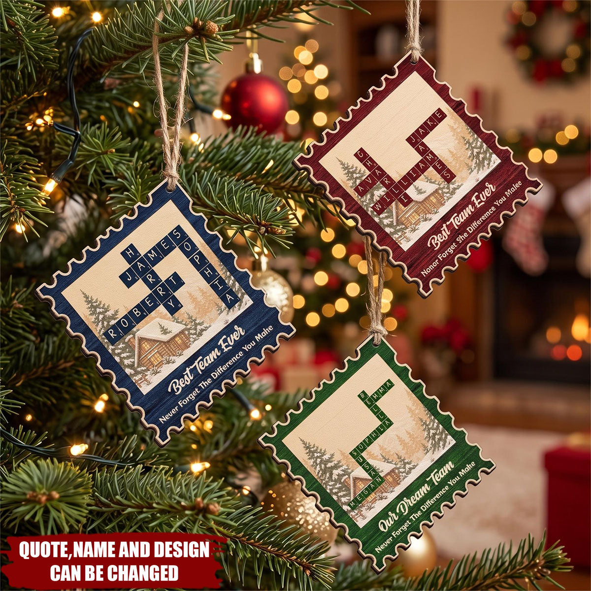 Best Team Ever Postage Stamp - Personalized Custom Postage Stamp Wooden Ornament