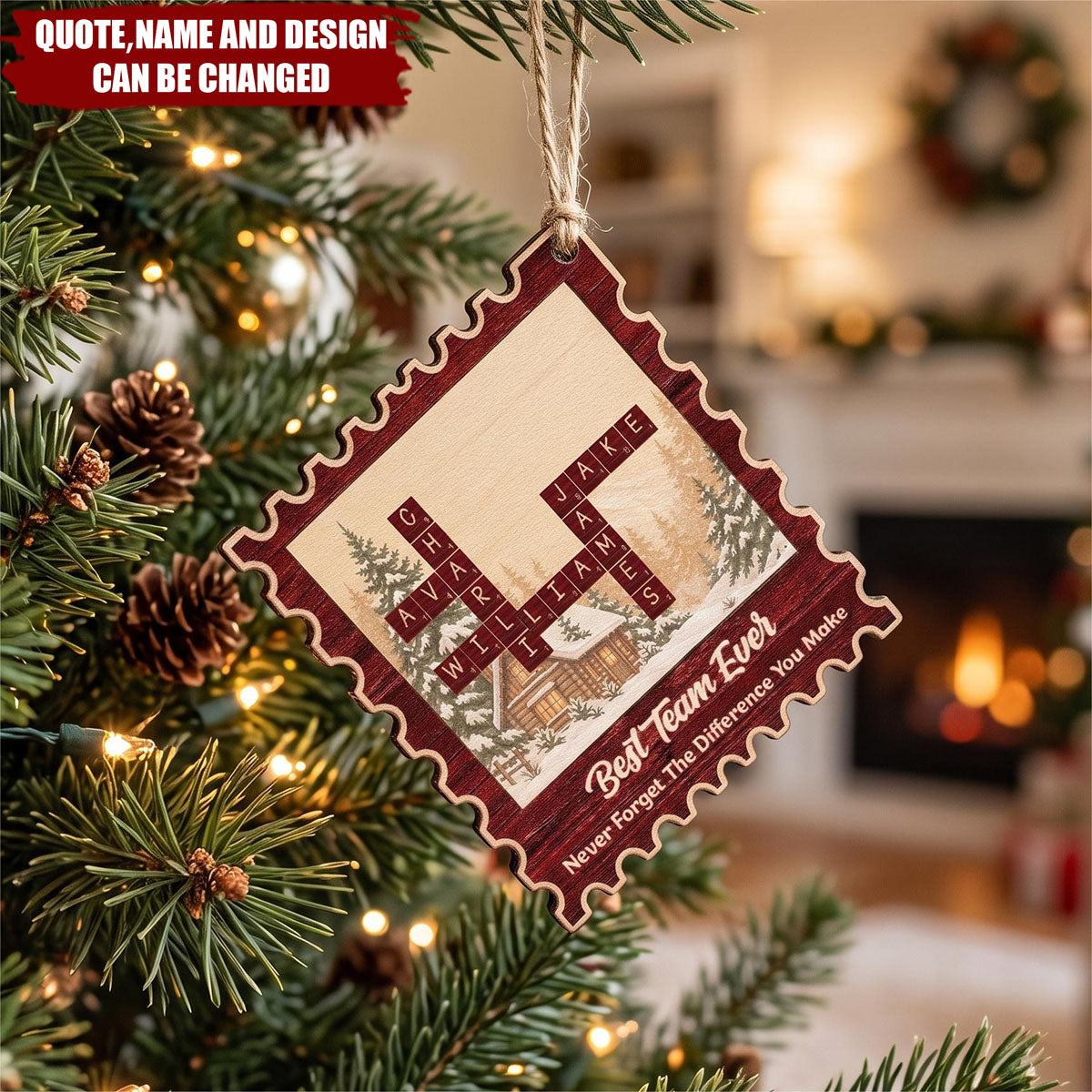 Best Team Ever Postage Stamp - Personalized Custom Postage Stamp Wooden Ornament