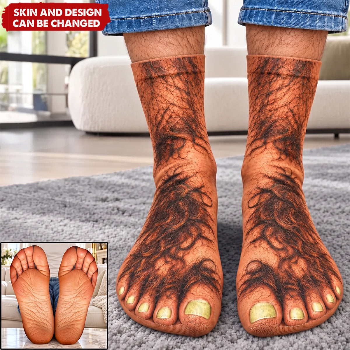 Funny Gag Gift For Husband Wife Friends Coworkers - Personalized Ugly Feet Socks