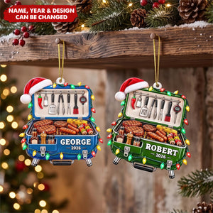 Christmas Gift For Grilling Husband - Personalized BBQ Smoker Embossed Ornament