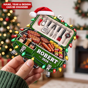 Christmas Gift For Grilling Husband - Personalized BBQ Smoker Embossed Ornament