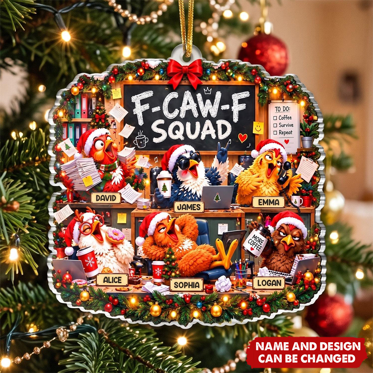 Custom Name Funny Christmas Chicken Gifts - Personalized Acrylic Ornament