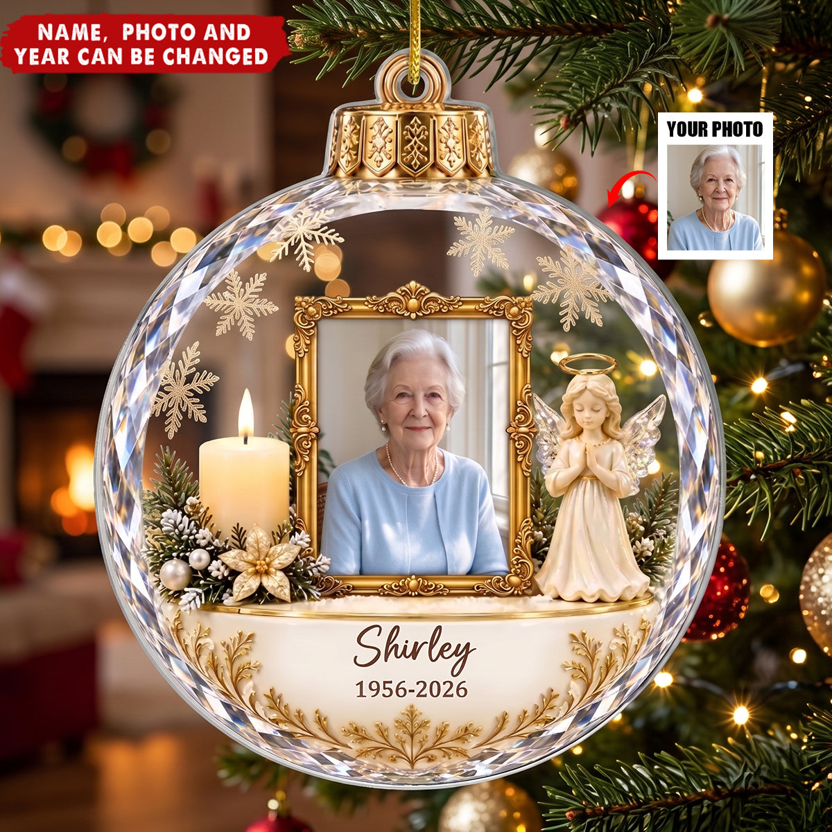 Custom Photo Memorial Christmas Decor - Personalized Acrylic Ornament
