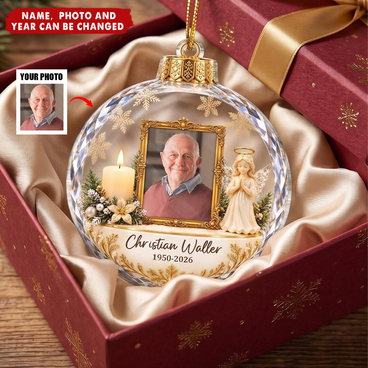 Custom Photo Memorial Christmas Decor - Personalized Acrylic Ornament