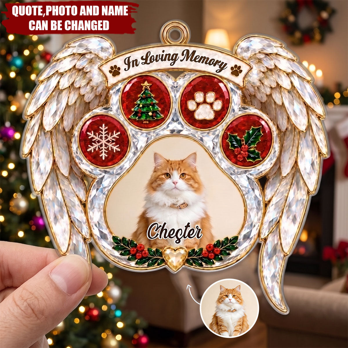 Custom Pet Photo Christmas Memorial Gifts For Dog And Cat Lovers - Personalized Acrylic Ornament
