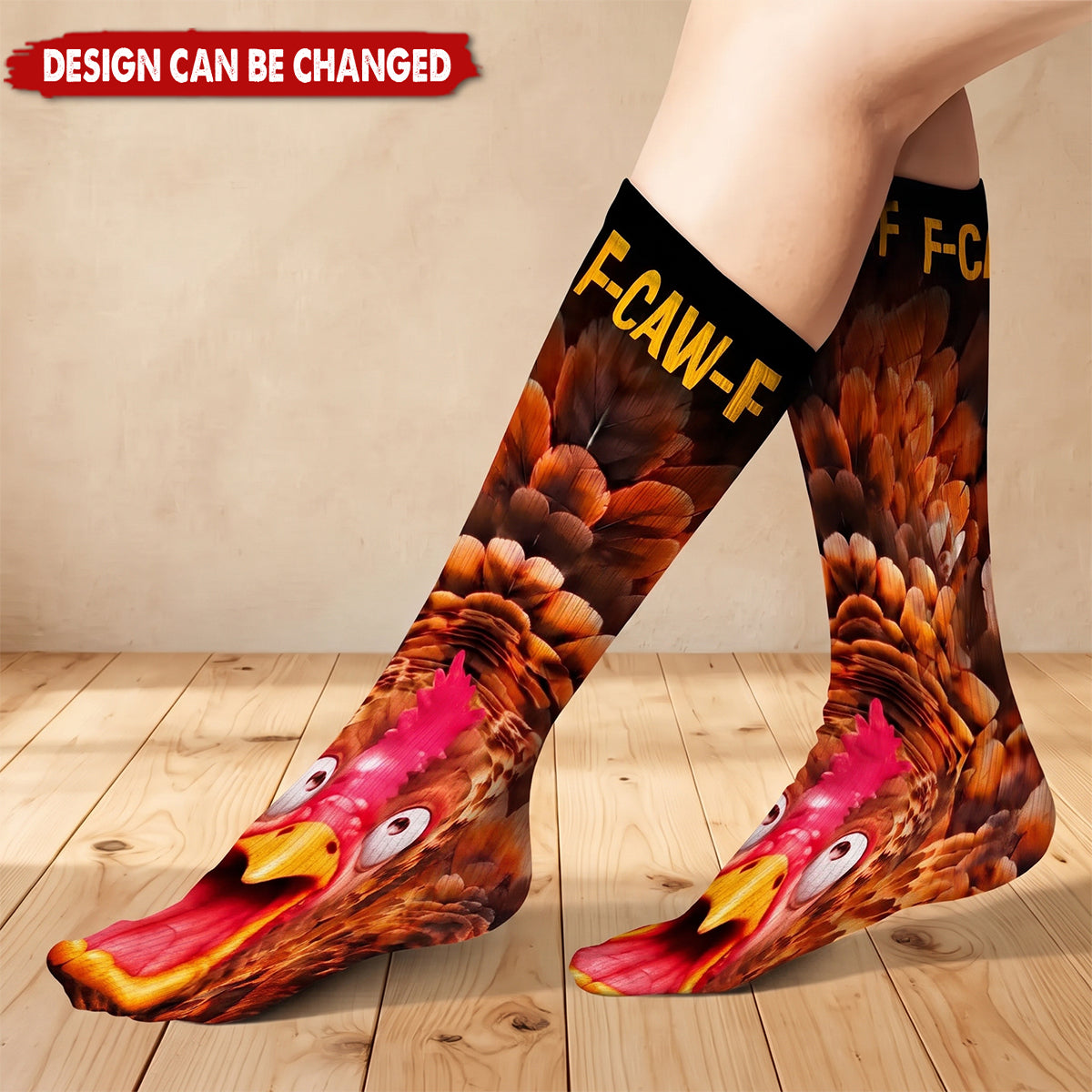 Funny Gag Gift For Yourself Friends Coworkers - Personalized Chicken Duck Bird F-Caw-F Socks