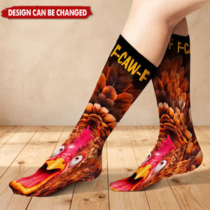 Funny Gag Gift For Yourself Friends Coworkers - Personalized Chicken Duck Bird F-Caw-F Socks