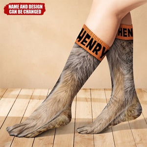Funny Gag Gift For Hunters - Personalized Animal Paw Illusion Socks