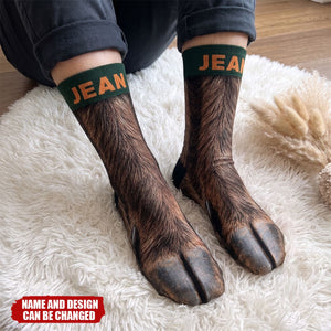Funny Gag Gift For Hunters - Personalized Animal Paw Illusion Socks