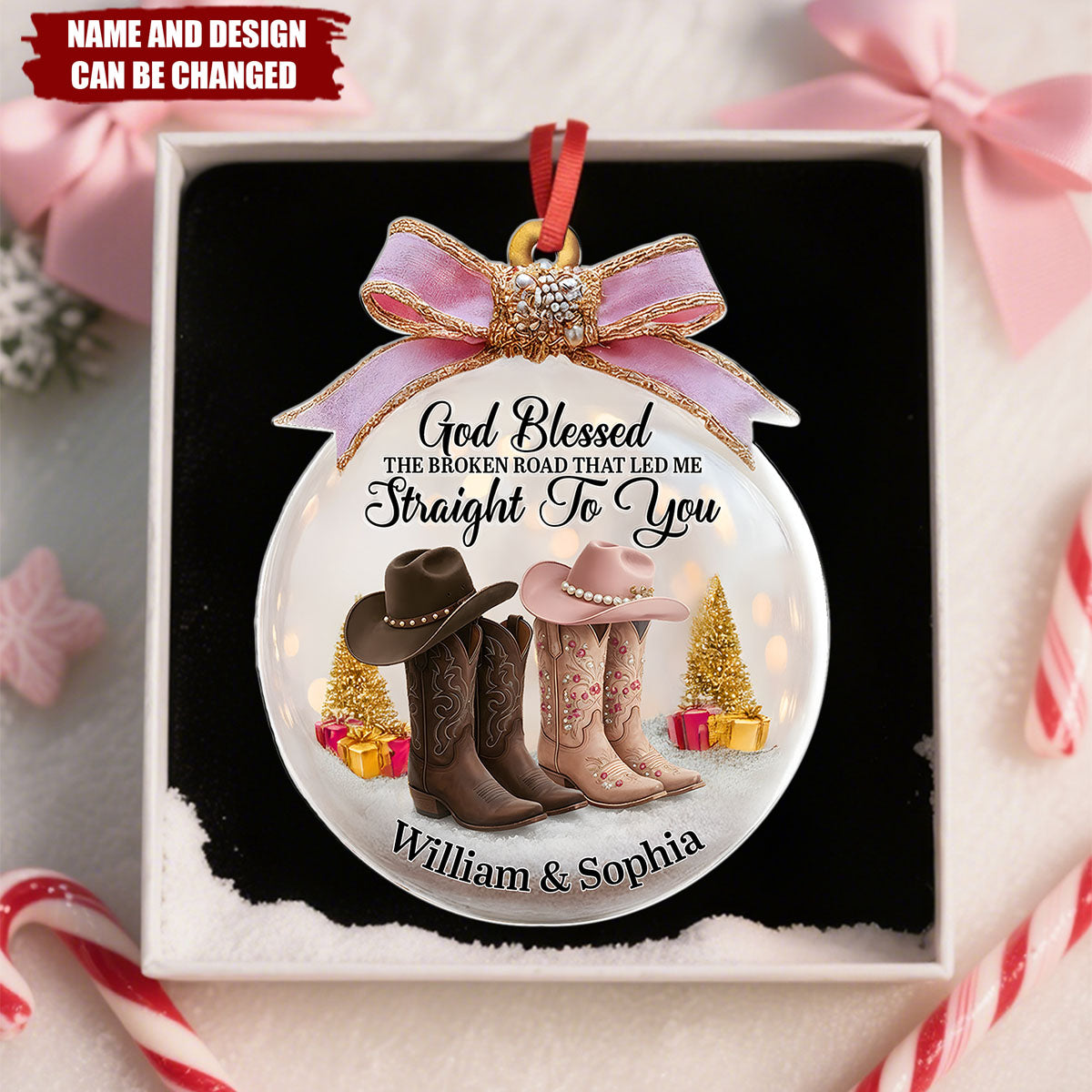 God Blessed The Broken Road That Led Me Straight To You - Personalized Christmas Acrylic Ornament